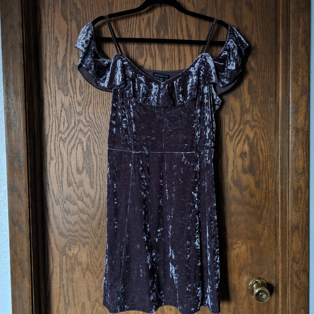 AE Crushed Velvet Off The Shoulder Flutter dress